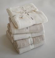 Mushie Knitted Baby Blanket Textured Dots Cream