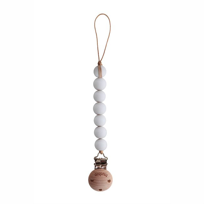 Mushie Pacifier Clips Halo White - Ardito