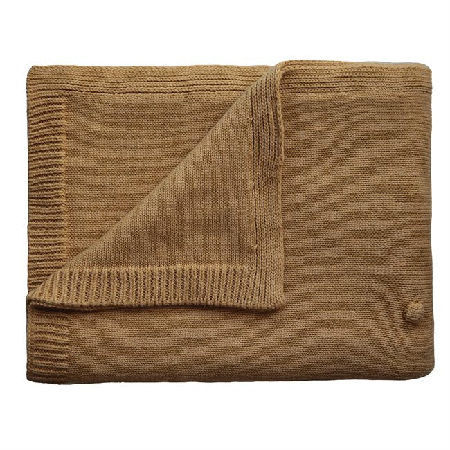Mushie Knitted Baby Blanket Textured Dots Mustard Melange - Ardito